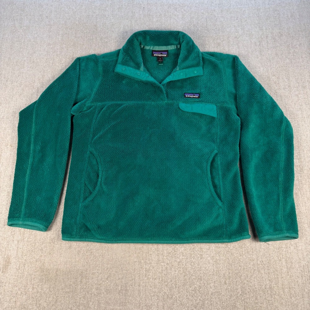 Patagonia Fleece Pullover Womens Medium Green Synchilla Snap-T Pocket